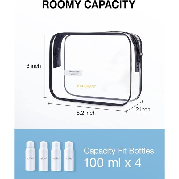 Clear Toiletry Bag, 2 Pack TSA Approved Travel Toiletry Bag Carry on Travel Acce - Picture 2 of 6